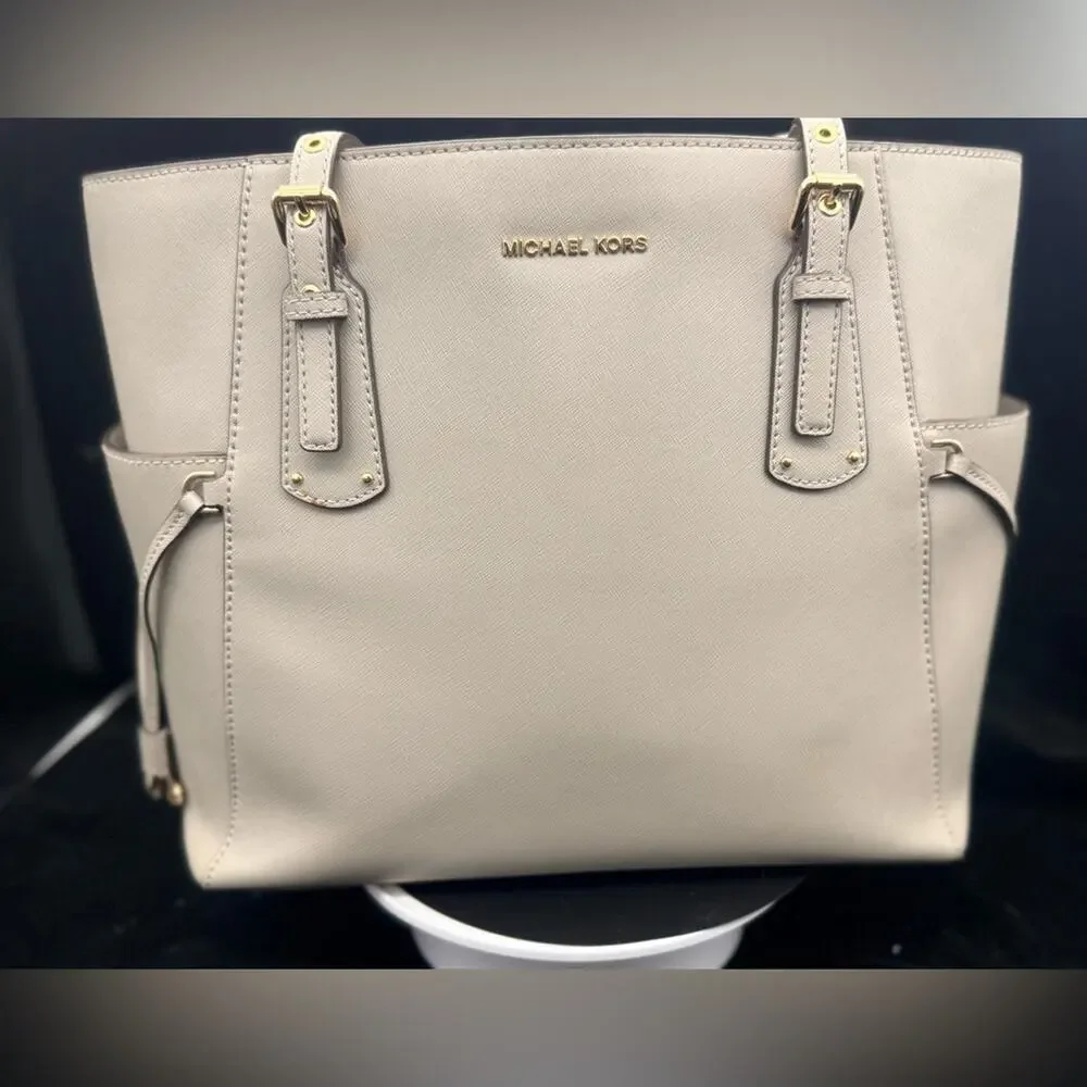 MK Voyager Saffiano Leather Tote | Pearl Gray | Excellent Condition
